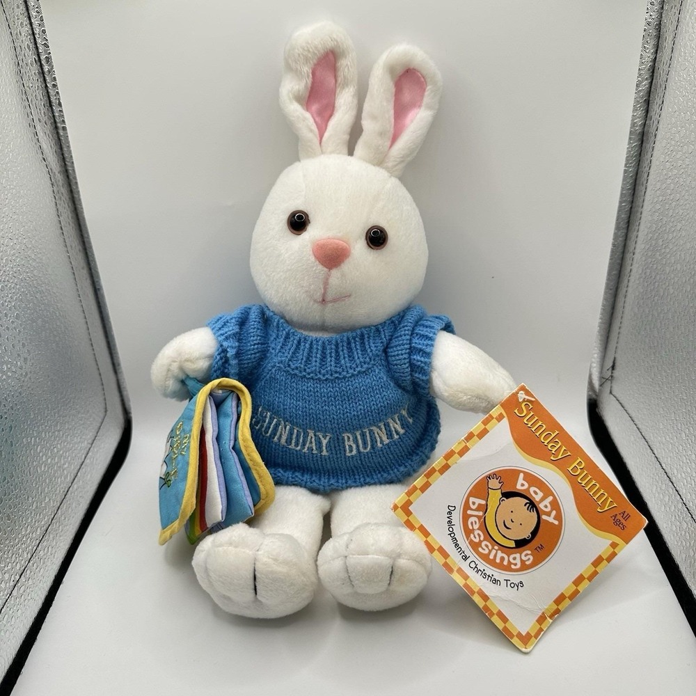 New VTG Baby Blessings Sunday Bunny Plush My Bible Christian Toys Stuffed Rabbit